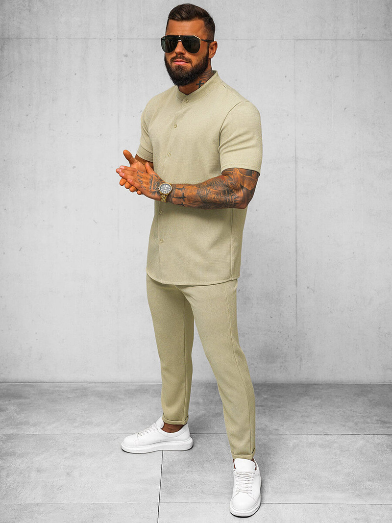 Vīriešu krekls ar īsām piedurknēm smilšu OZONEE O/Y972T