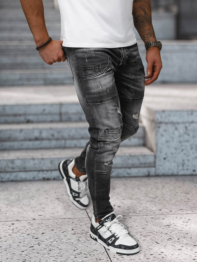 Vīriešu džinsi melni OZONEE NB/MP0155N