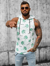 Vīriešu T-krekls bez piedurknēm balts-zaļš OZONEE O/BL306Z