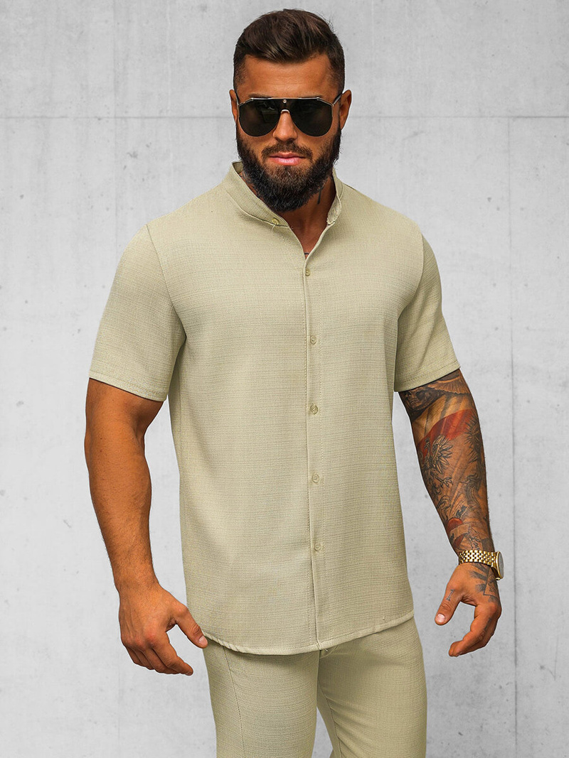 Vīriešu krekls ar īsām piedurknēm smilšu OZONEE O/Y972T