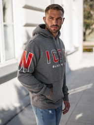 Vīriešu džemperis ar kapuci grafīta OZONEE JS/8B1739/5