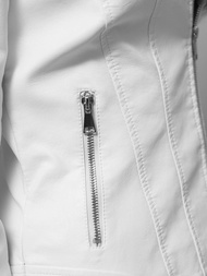 Sieviešu ādas jaka balta OZONEE JS/11Z8052