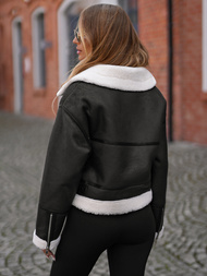 Sieviešu ādas jaka melna OZONEE JS/11Z8256