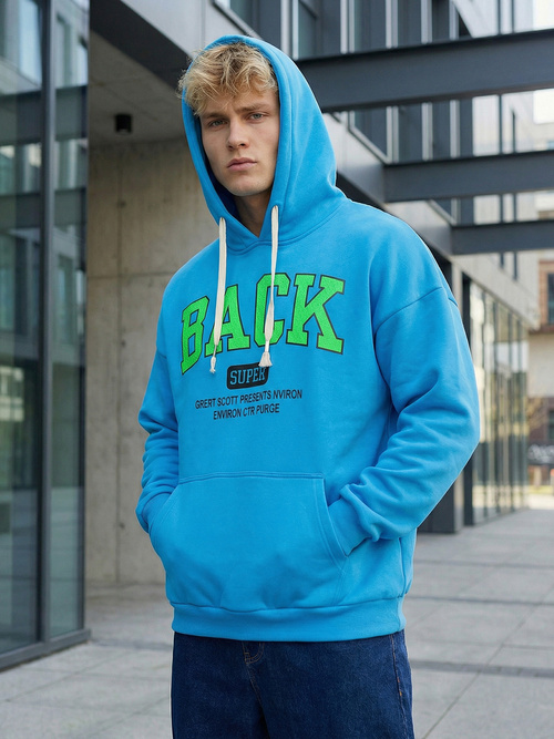 Vīriešu džemperis ar kapuci debesu zila OZONEE O/TT30513Z