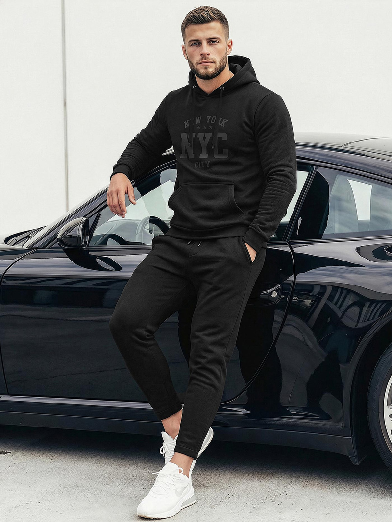 Vīriešu džemperis ar kapuci melna OZONEE JS/8B1971/3