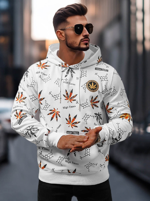 Vīriešu džemperis ar kapuci balta OZONEE O/B266Z