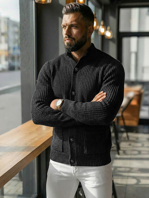 Vīriešu svīteris melns OZONEE NB/MM6020/4Z