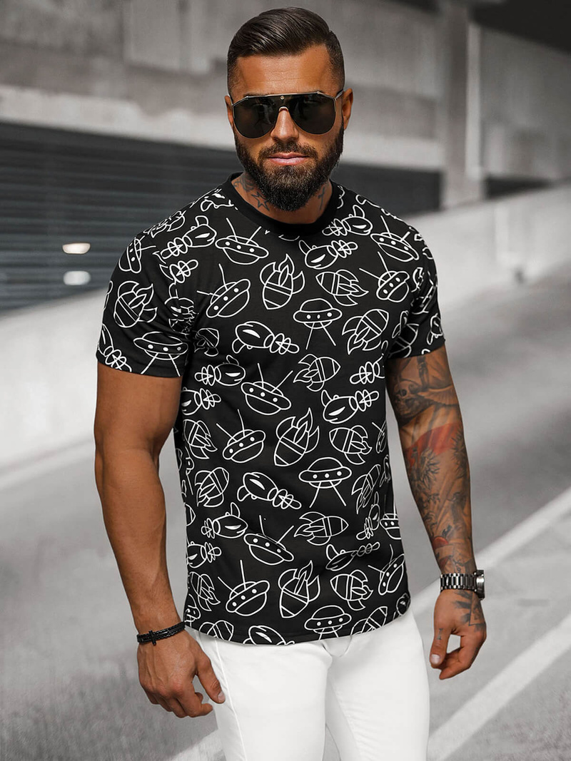 Vīriešu T-krekls Melns OZONEE JS/8T1197/3