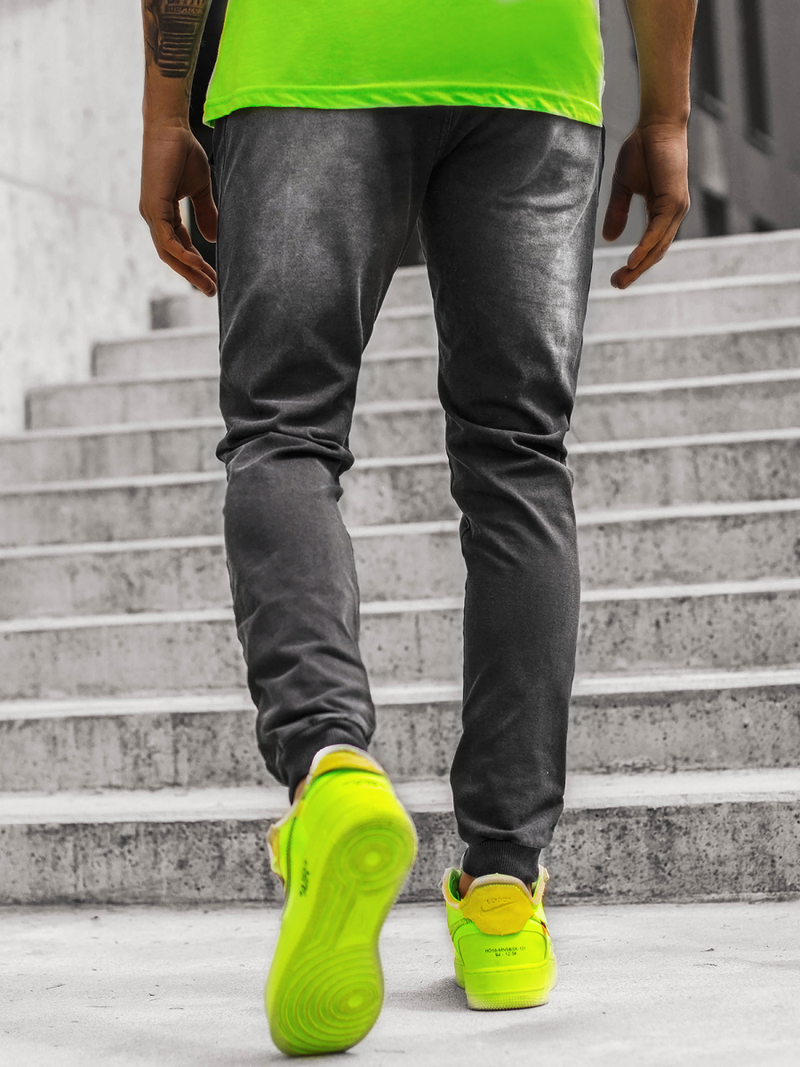 Vīriešu jogger bikses melnas-zaļas OZONEE JS/KK1102-2