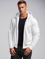 Vīriešu džemperis ar kapuci balts OZONEE JS/2008