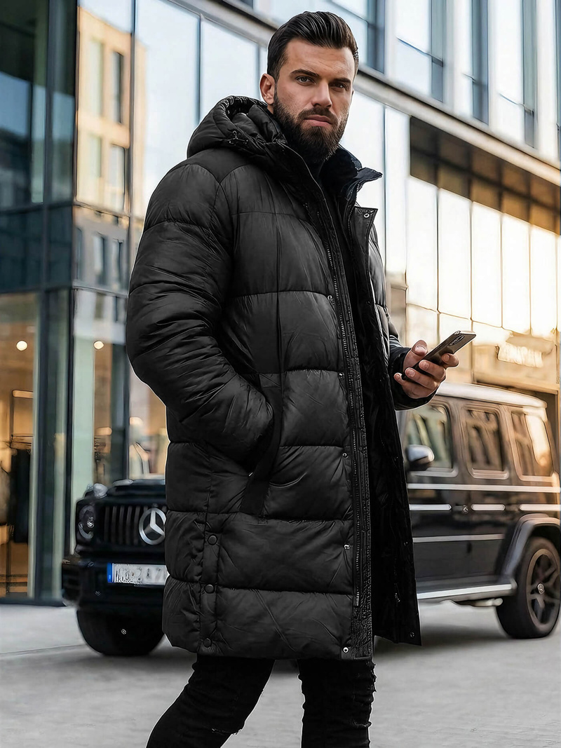 Vīriešu ziemas virsjaka melna OZONEE O/M800Z