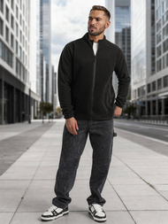 Vīriešu jaka ar rāvējslēdzēju melna OZONEE JS/HH016/3