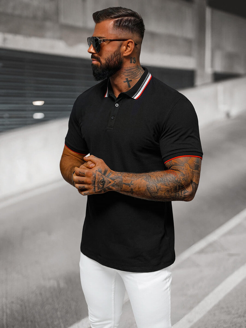 Vīriešu polo krekls melns OZONEE O/DA719