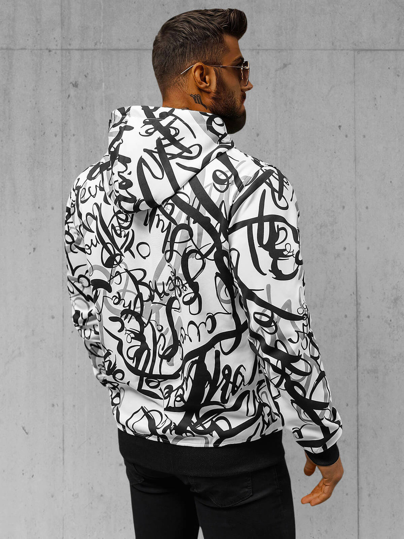 Vīriešu džemperis ar kapuci balta OZONEE JS/8B1153/1