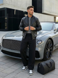 Vīriešu ādas virsjaka melna OZONEE JS/11Z8015Z