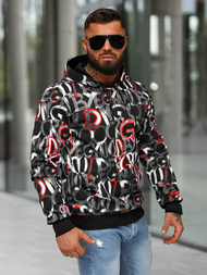 Vīriešu džemperis ar kapuci melns OZONEE JS/8B1237/3