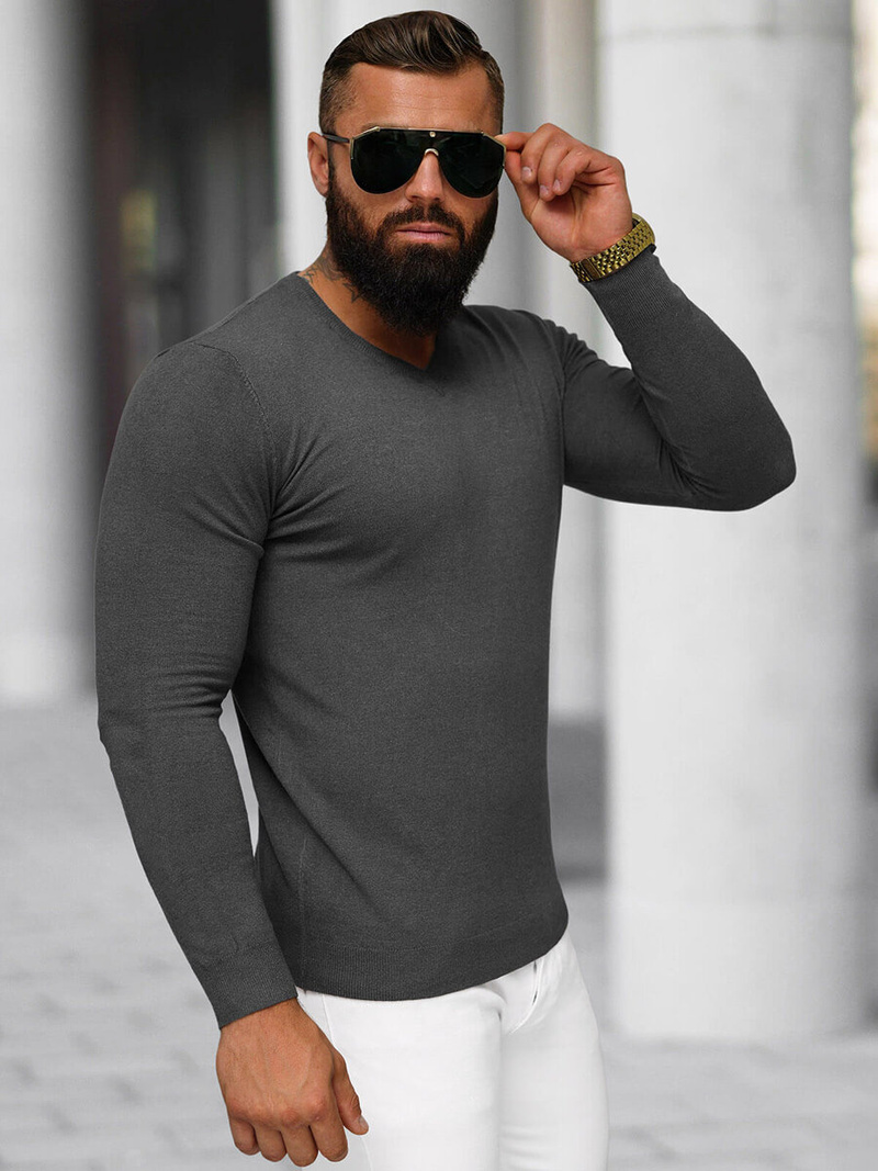 Vīriešu svīteris grafīta OZONEE NB/MMB601/3Z