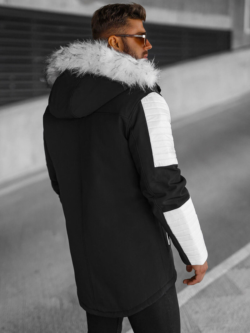 Vīriešu parka melni-balta OZONEE O/5832Z