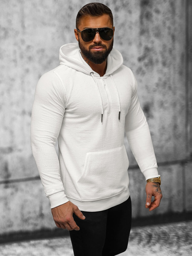 Vīriešu džemperis ar kapuci ecru OZONEE O/TB2273