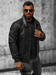 Vīriešu ādas virsjaka melna OZONEE JB/JP1178Z