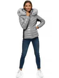 Sieviešu ziemas jaka pelēka OZONEE O/DK059/24