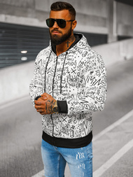 Vīriešu džemperis ar kapuci balta OZONEE JS/8B1182/1