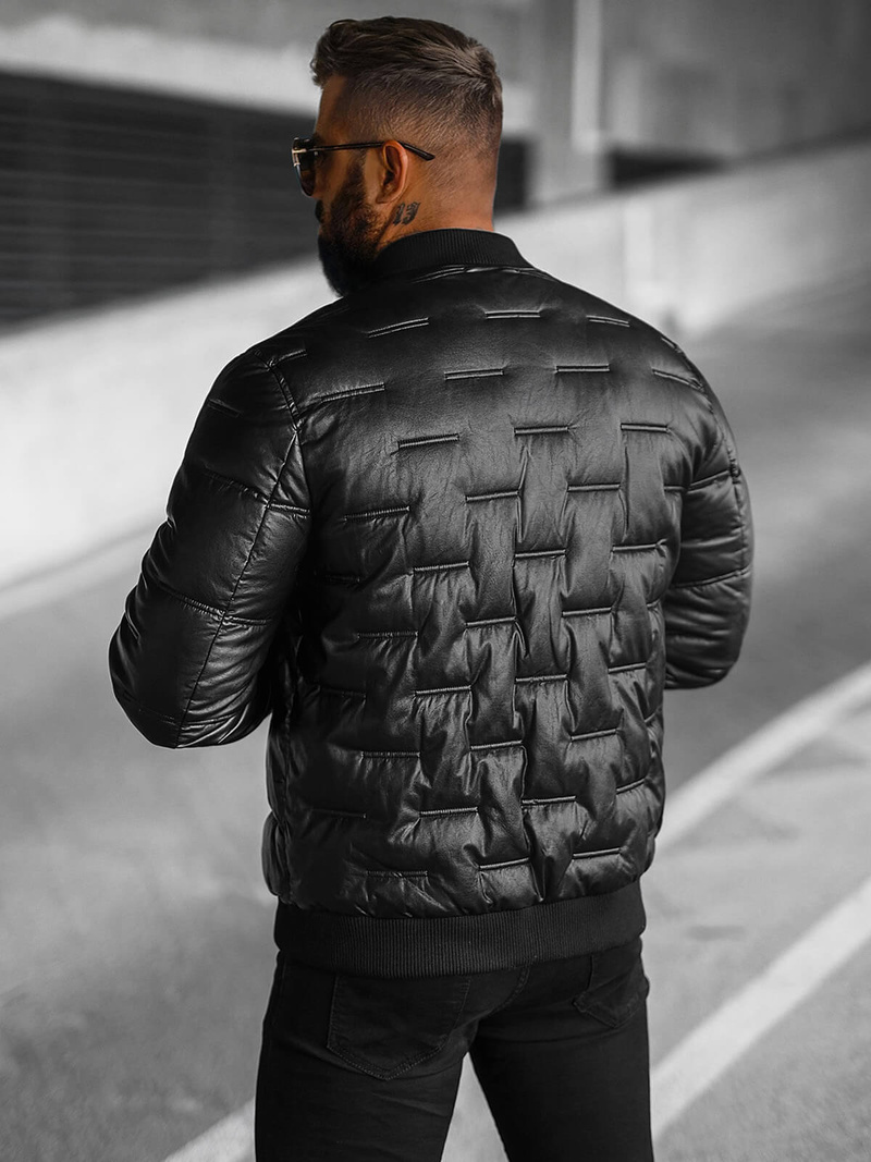 Vīriešu ādas virsjaka melna OZONEE O/11Z8099Z