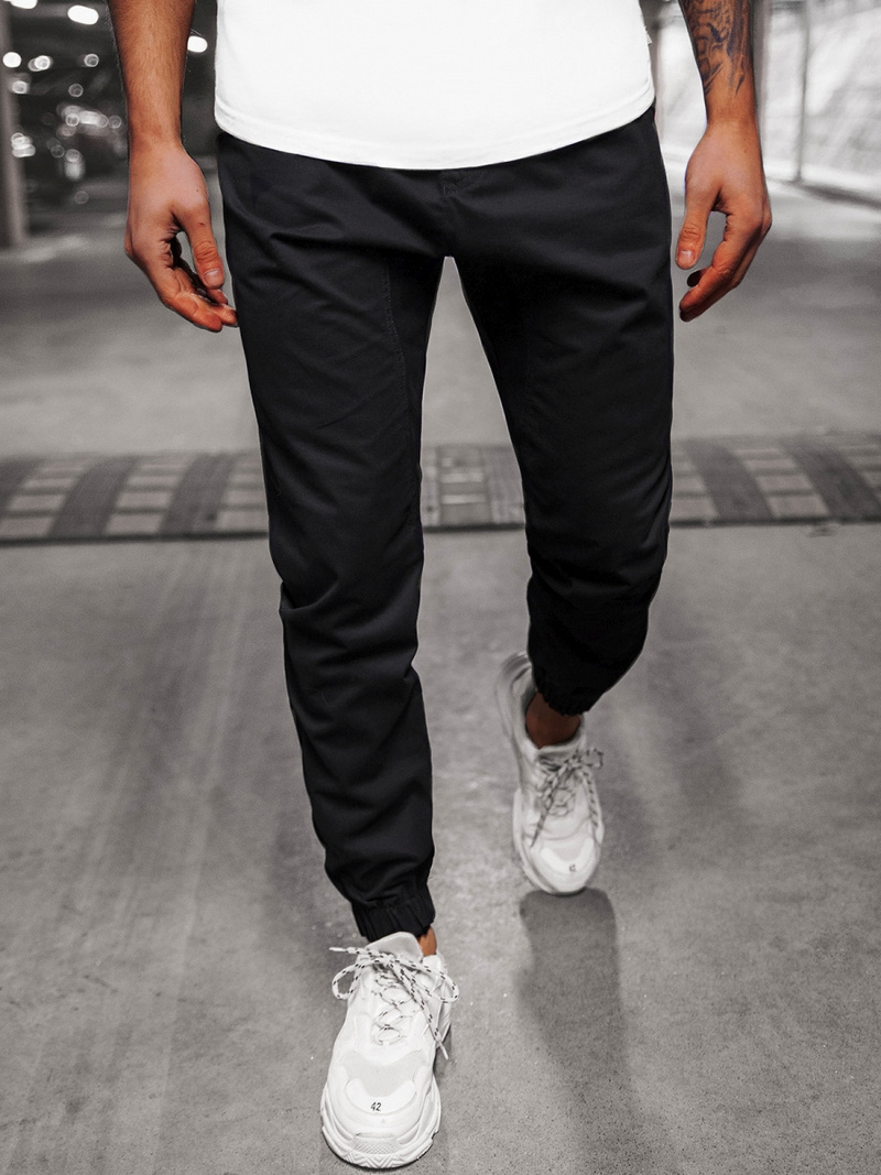 Vīriešu chino jogger bikses melnas OZONEE O/399