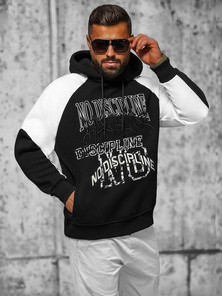 Džemperis ar kapuci melna OZONEE O/SWE23037