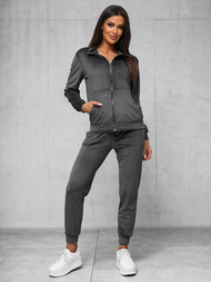 Sieviešu velūra treniņtērpa komplekts grafīta OZONEE JS/35C1610/5