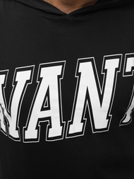 Vīriešu T-krekls ar kapuci melns OZONEE B/60042Z