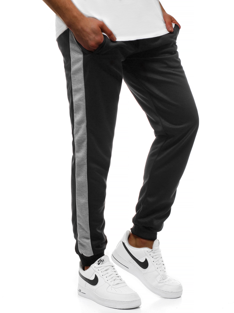 Vīriešu sporta bikses melnas-pelēkas OZONEE JS/JZ11003