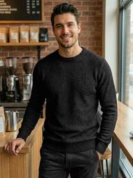 Vīriešu svīteris melns OZONEE JS/59B3607/3