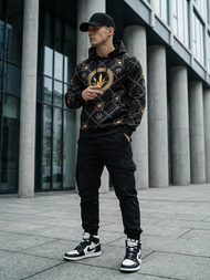 Vīriešu džemperis ar kapuci melns OZONEE O/B267Z