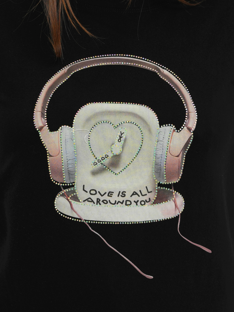 Sieviešu t-krekls melns OZONEE DJ77806