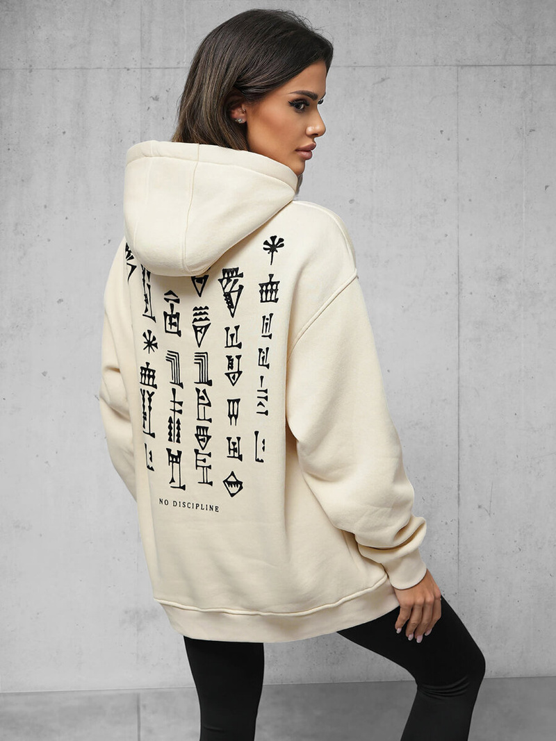 Džemperis ar kapuci smilšu OZONEE O/SWE23017Z