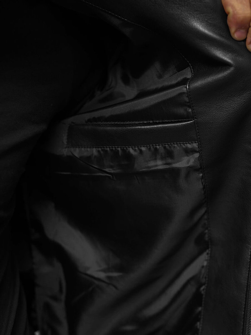 Vīriešu ādas virsjaka melna OZONEE JS/11Z8015