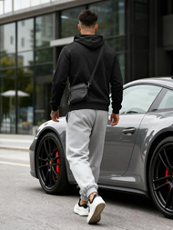 Vīriešu džemperis ar kapuci melna OZONEE JS/8B1973/3