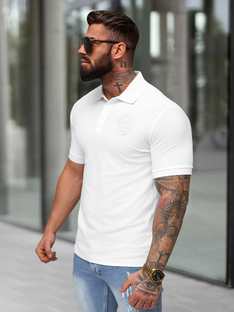 Vīriešu polo krekls balts OZONEE NB/MT3142