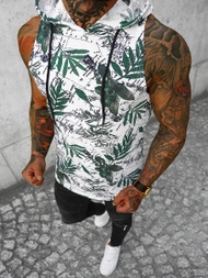 Vīriešu t-krekls bez piedurknēm balts-zaļš OZONEE O/BL307