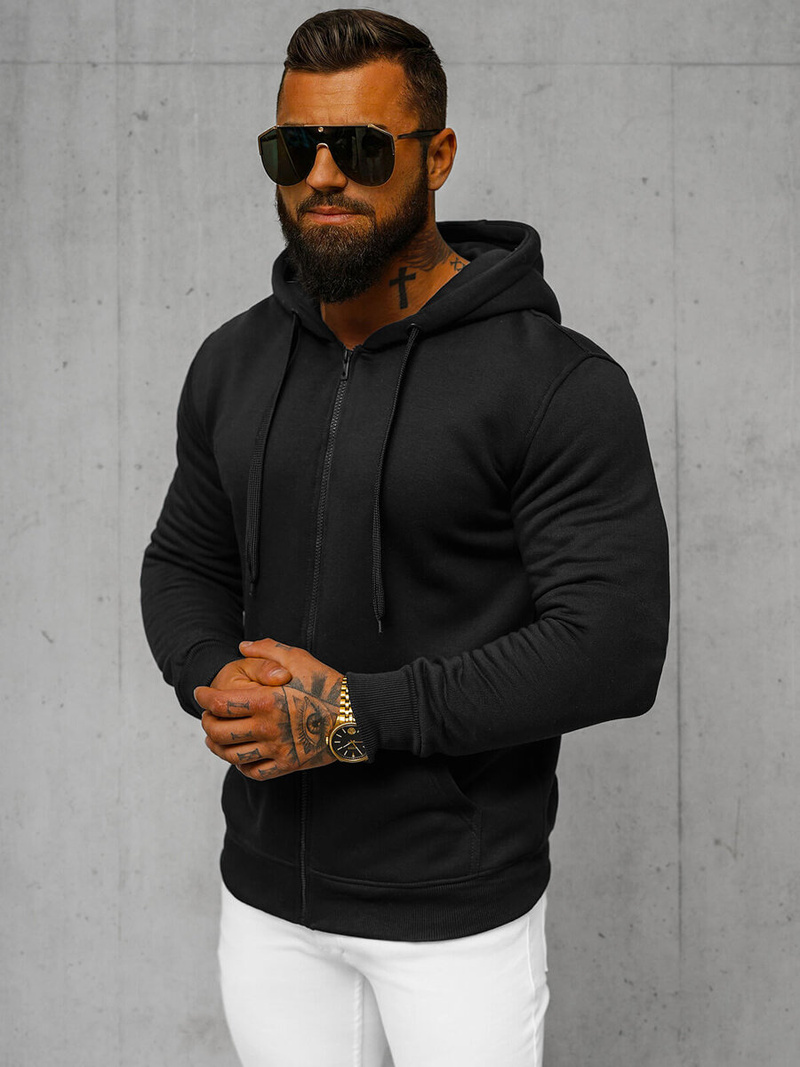 Vīriešu džemperis ar kapuci melns OZONEE JS/2008Z