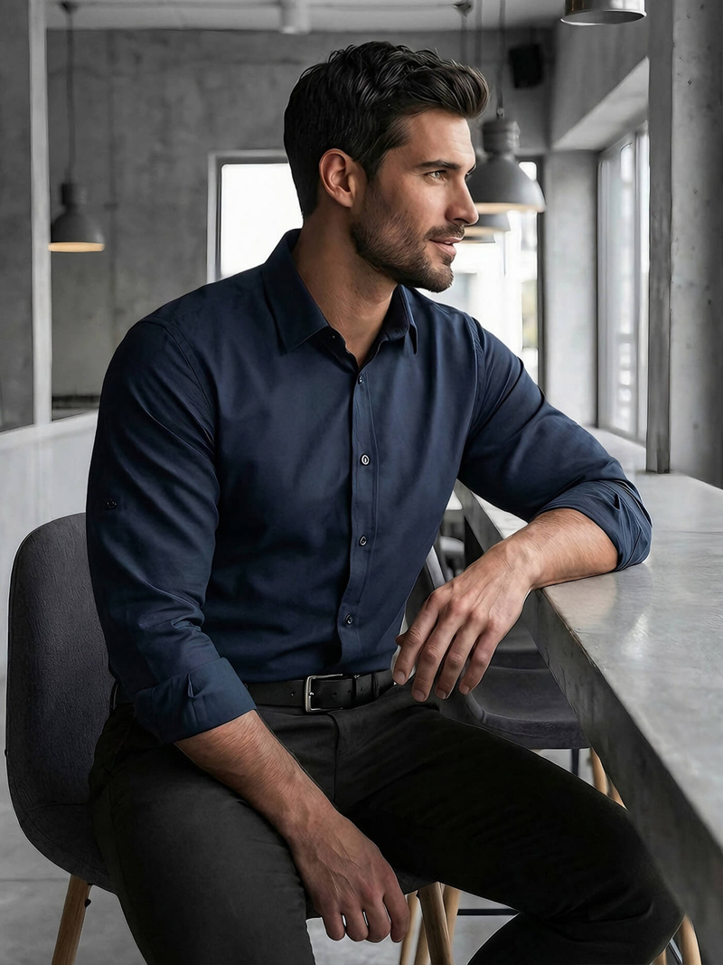 Vīriešu krekls tumši zila OZONEE V/V188Z