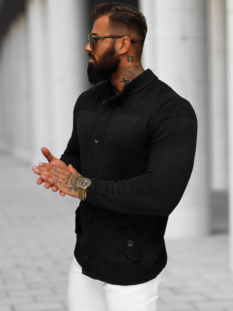 Vīriešu svīteris melns OZONEE NB/MM6011/4Z