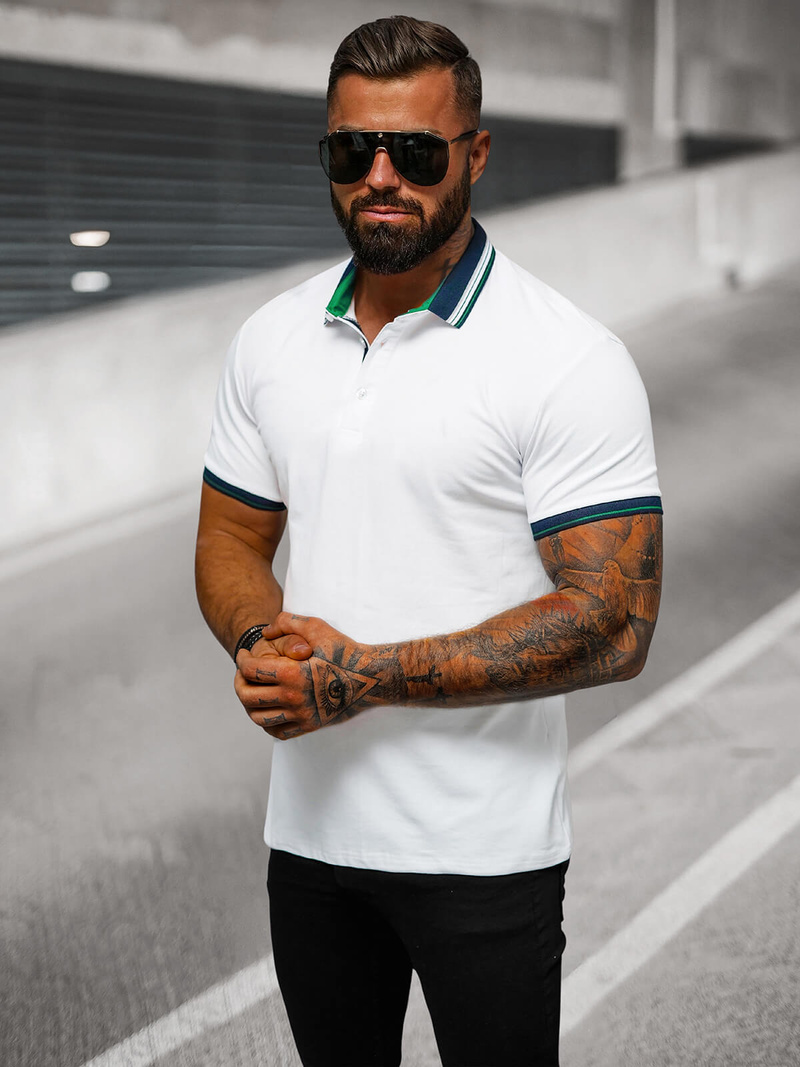 Vīriešu polo krekls balts OZONEE O/DA729