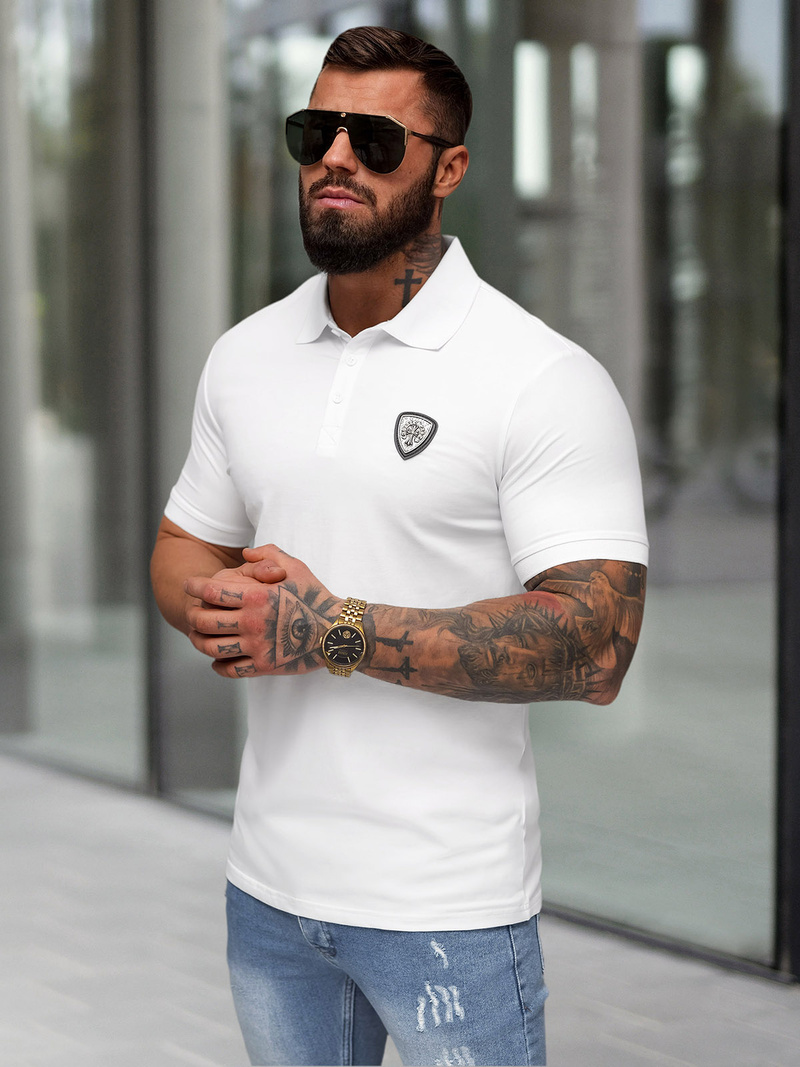 Vīriešu polo krekls balts OZONEE NB/MT3121