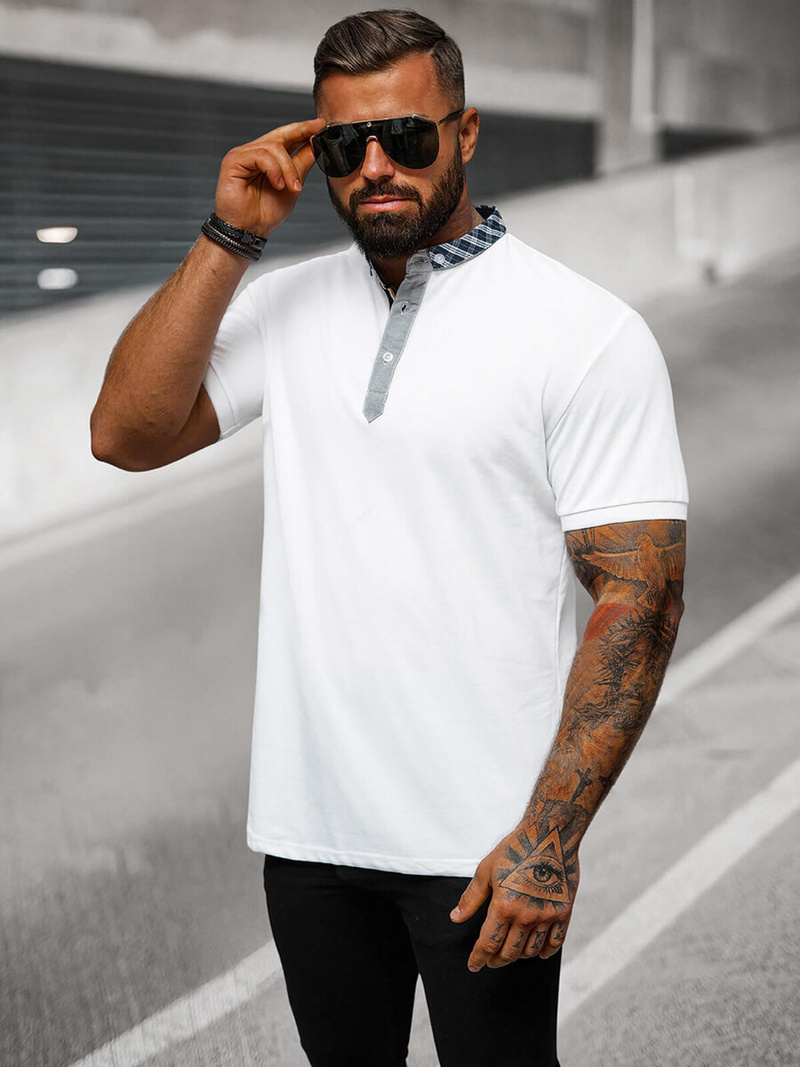 Vīriešu polo krekls balts OZONEE O/DA803