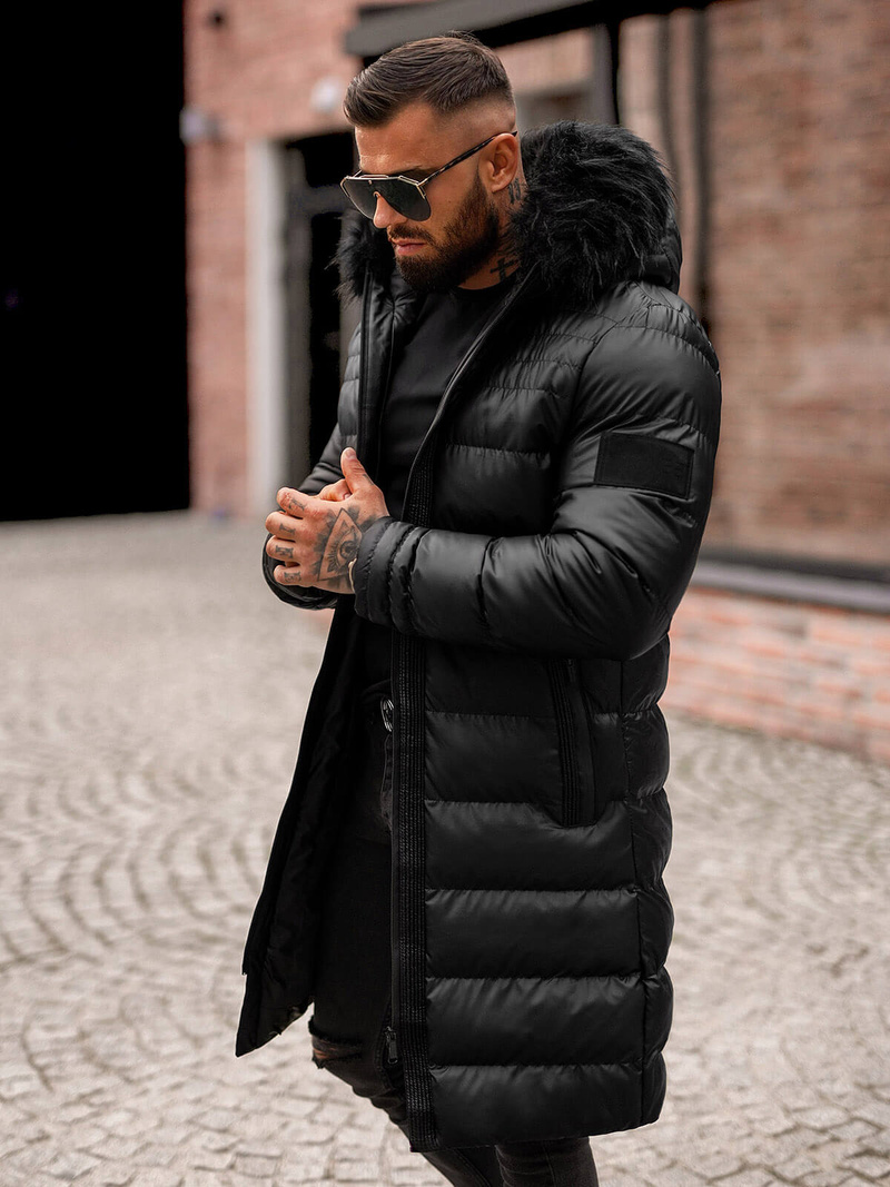 Vīriešu ziemas virsjaka melna OZONEE O/M801Z