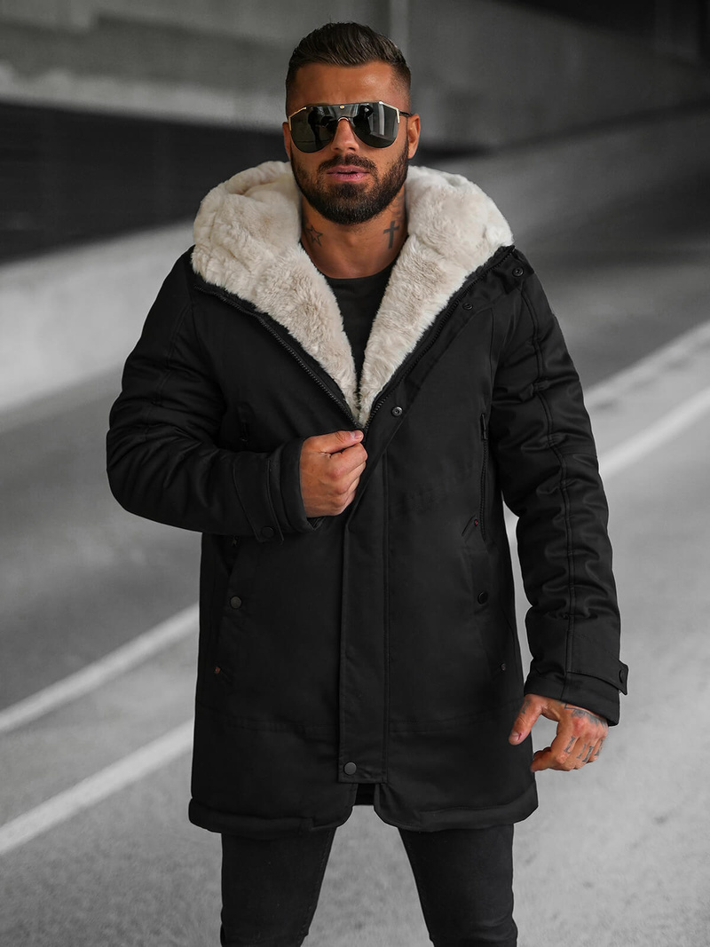 Vīriešu parka melna OZONEE JS/22M319/392Z