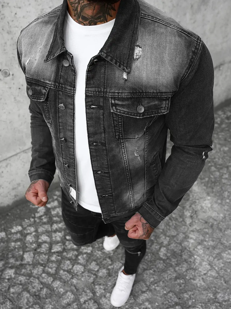 Vīriešu džinsu jaka melna OZONEE NB/MJ500N