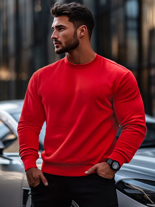 Vīriešu džemperis sarkans OZONEE JS/2001-10Z